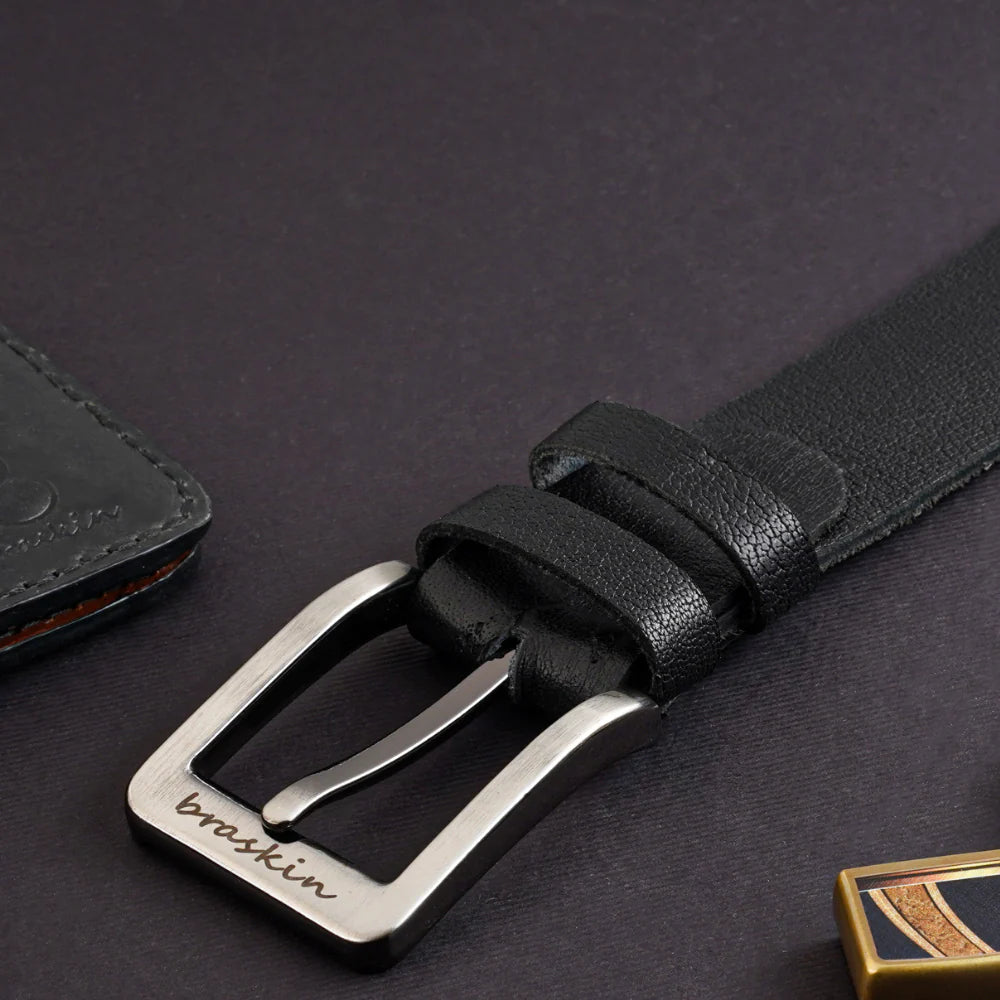 Onyx Black Leather Belt