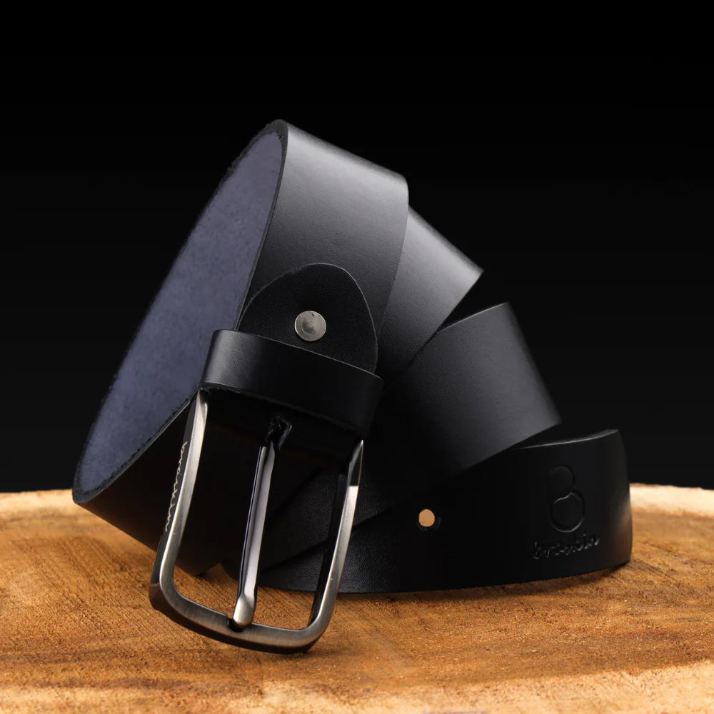 Matt Finish Black Leather Belt