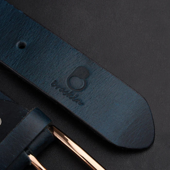 Denim Blue Leather Belt