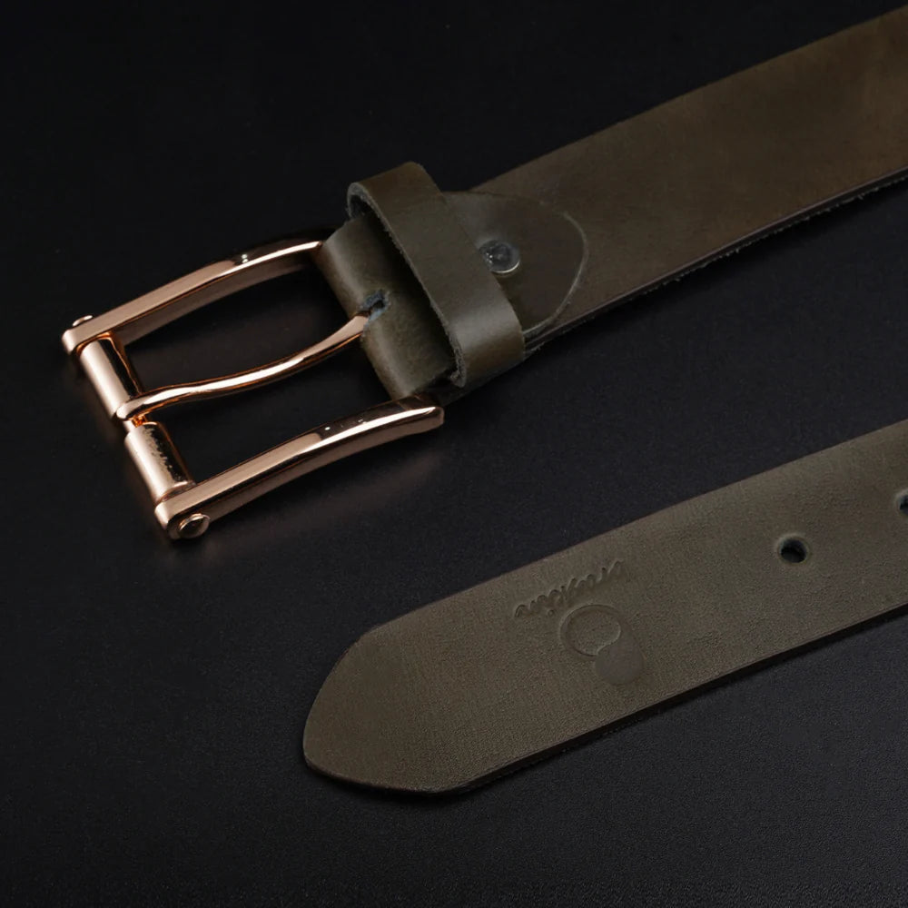 Miltary Green Leather Belt