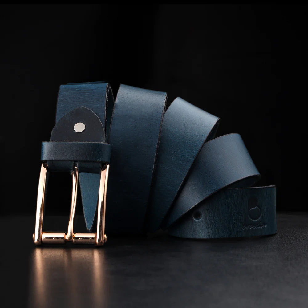 Denim Blue Leather Belt