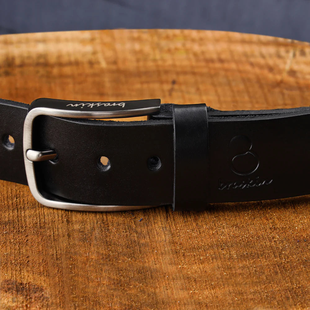 Matt Finish Black Leather Belt