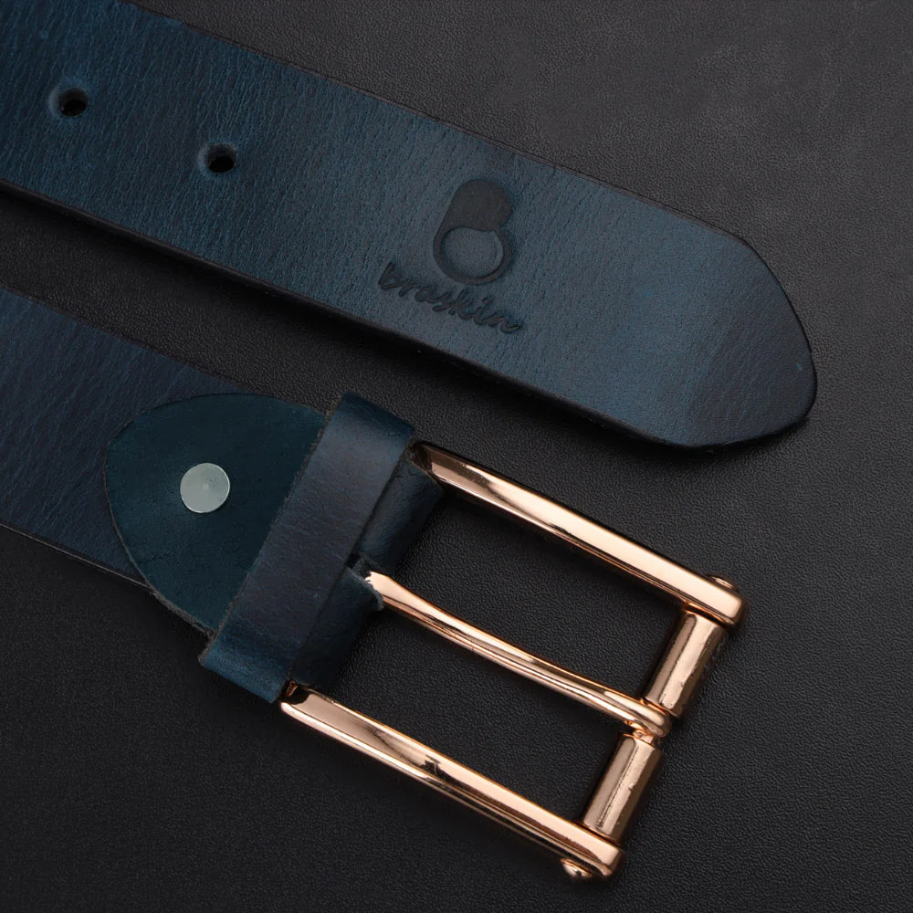 Denim Blue Leather Belt