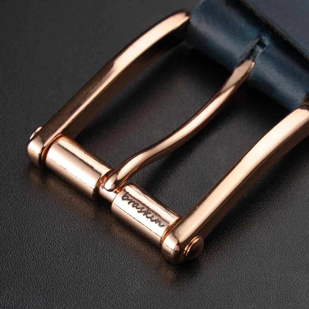 Denim Blue Leather Belt