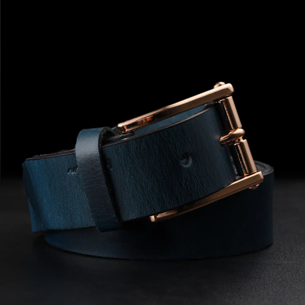 Denim Blue Leather Belt